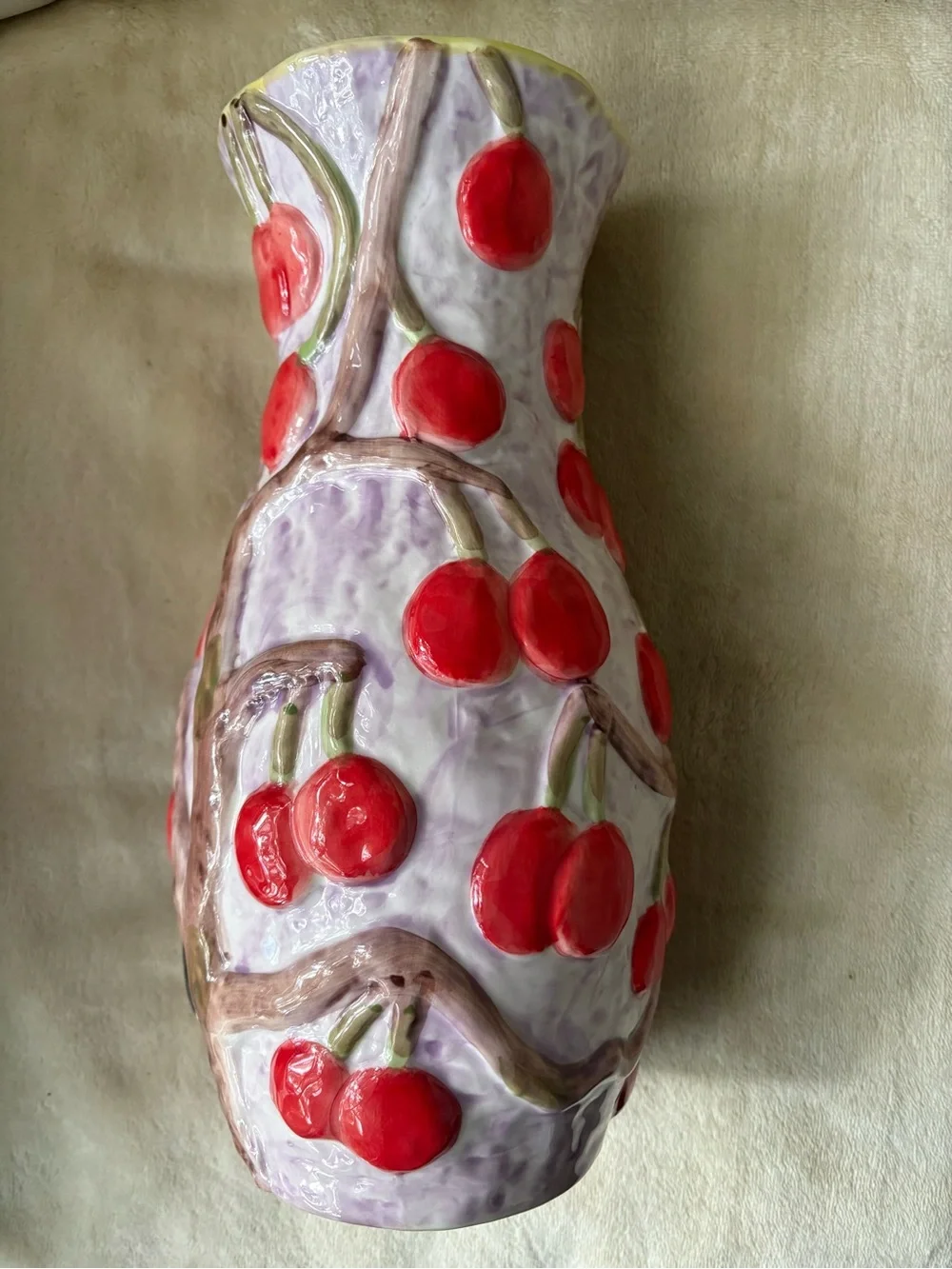 Anthropologie Nathalie Lete Nature Nurture Large Vase🔥Blackbird and cherries